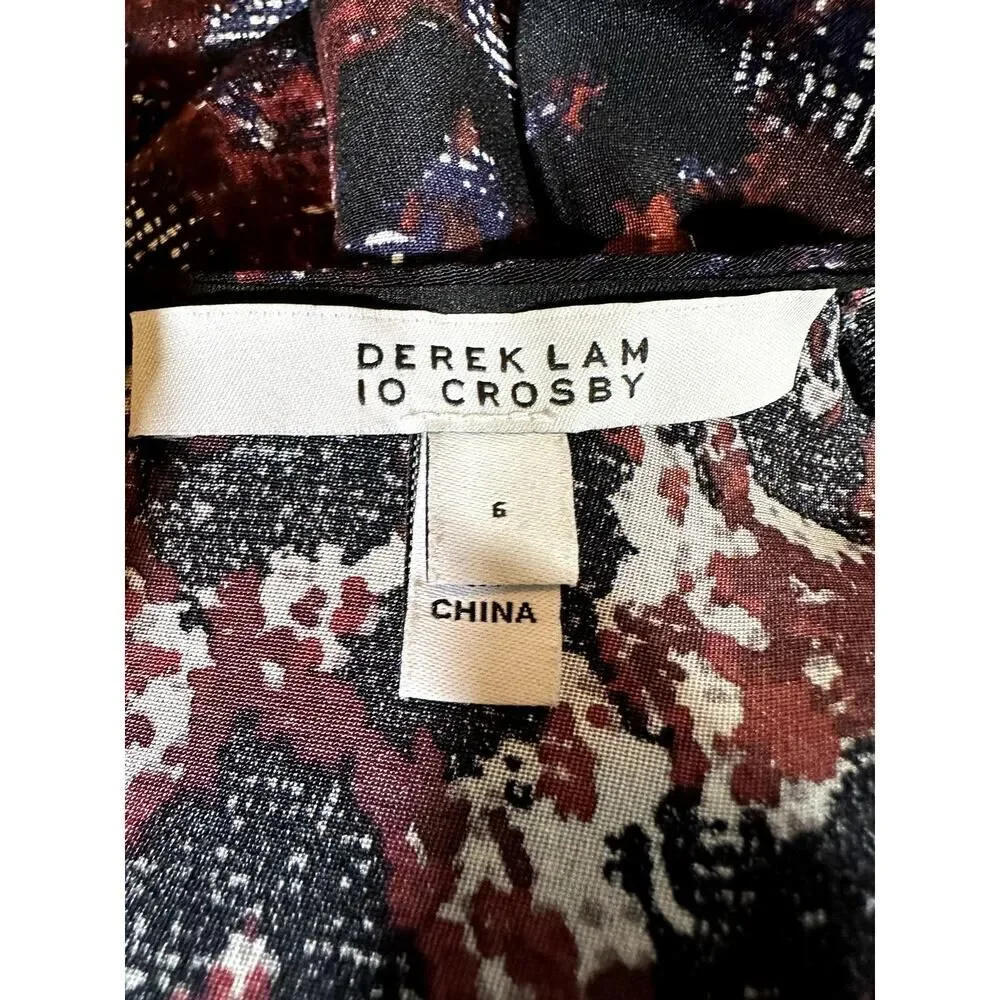 DEREK LAM 10 CROSBY Women's Bell Sleeve Allover Print Mini Dress Black Size 6